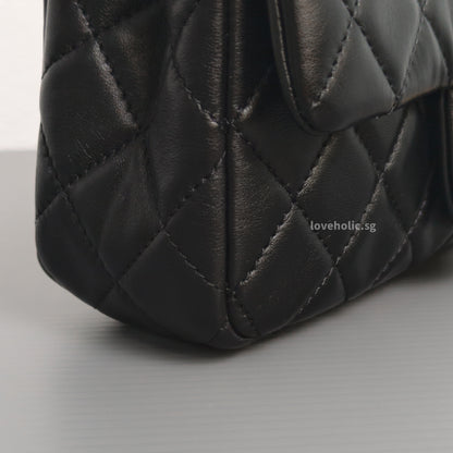 Pearl Crush Mini Rectangle Black Lambskin Brushed Gold Hardware