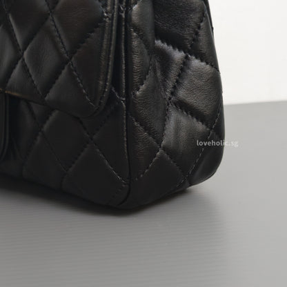 Pearl Crush Mini Rectangle Black Lambskin Brushed Gold Hardware
