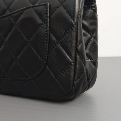 Pearl Crush Mini Rectangle Black Lambskin Brushed Gold Hardware