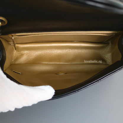 Pearl Crush Mini Rectangle Black Lambskin Brushed Gold Hardware
