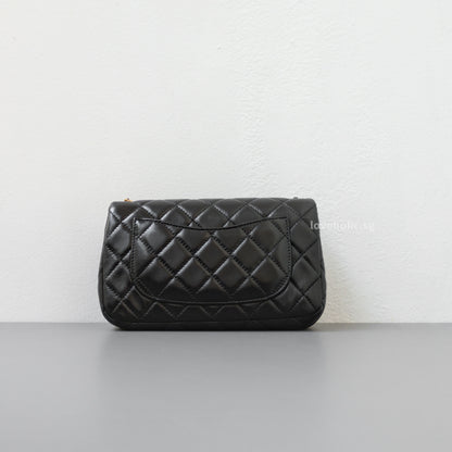 Pearl Crush Mini Rectangle Black Lambskin Brushed Gold Hardware