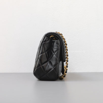 Pearl Crush Mini Rectangle Black Lambskin Brushed Gold Hardware
