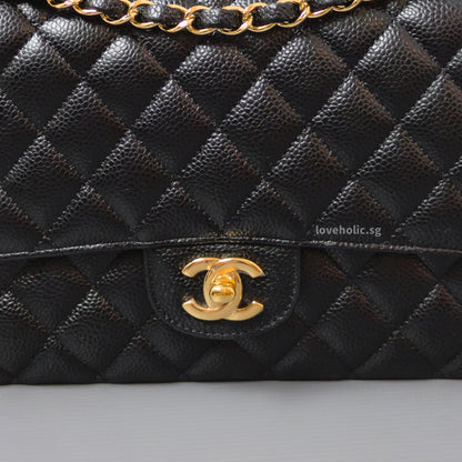 Chanel Classic Flap Medium | Black Caviar Gold Hardware-details
