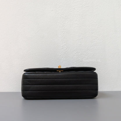 Chanel Statement Flap Bag Chevron Mini | Black Lambskin Light Gold Hardware-details