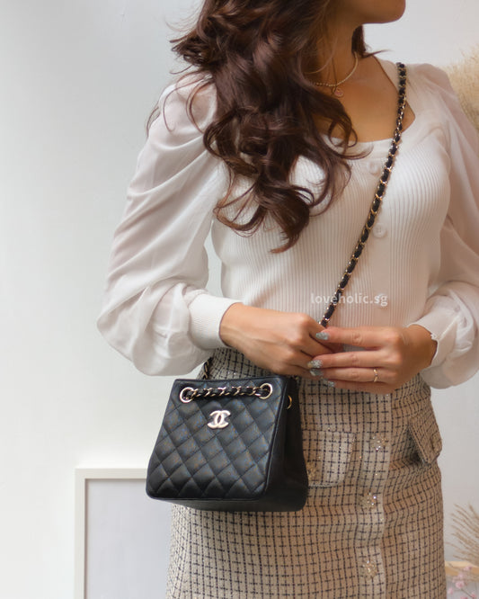 Chanel Bucket Bag Small | 23P Black Caviar Light Gold Hardware-model