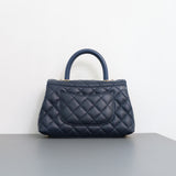 Chanel Coco Handle Small | 21B Navy Blue Caviar Light Gold Hardware-back