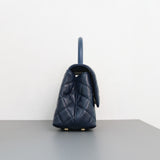 Chanel Coco Handle Small | 21B Navy Blue Caviar Light Gold Hardware-side