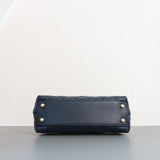 Chanel Coco Handle Small | 21B Navy Blue Caviar Light Gold Hardware-details