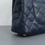Chanel Coco Handle Small | 21B Navy Blue Caviar Light Gold Hardware-details