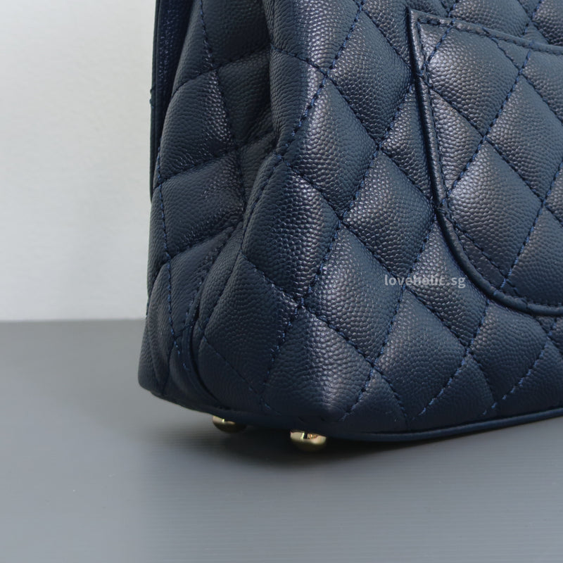 Chanel Coco Handle Small | 21B Navy Blue Caviar Light Gold Hardware-details