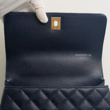 Chanel Coco Handle Small | 21B Navy Blue Caviar Light Gold Hardware-details