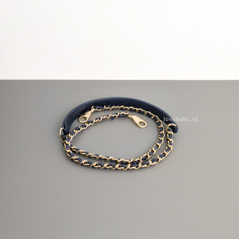 Chanel Coco Handle Small | 21B Navy Blue Caviar Light Gold Hardware-details