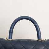 Chanel Coco Handle Small | 21B Navy Blue Caviar Light Gold Hardware-details