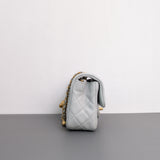Chanel Pearl Crush Mini Rectangle 23C Light Grey Lambskin Gold Hardware-details