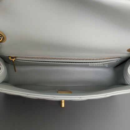Chanel Pearl Crush Mini Rectangle 23C Light Grey Lambskin Gold Hardware-details