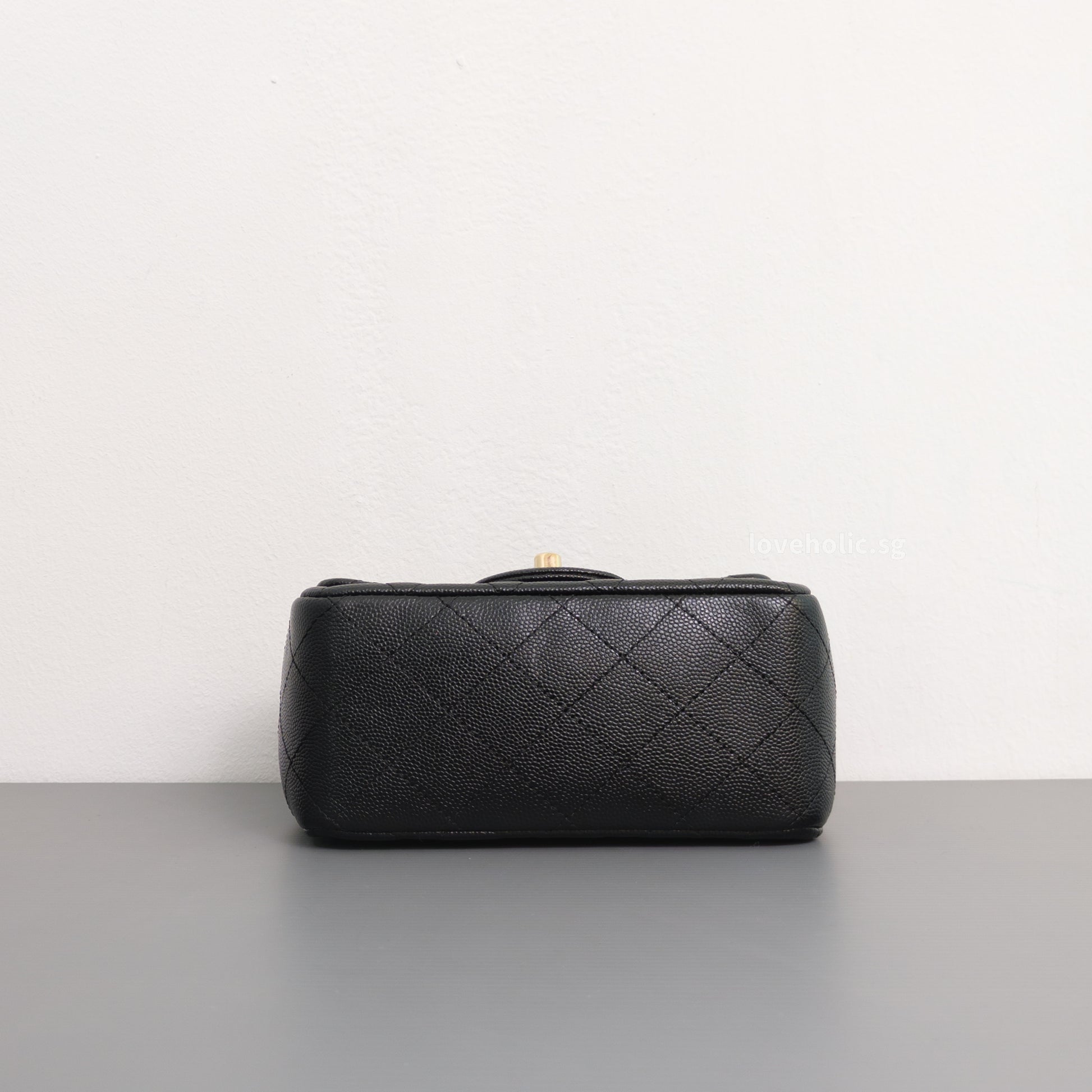Chanel Classic Flap Mini Square | 17B Black Caviar Gold Hardware-details