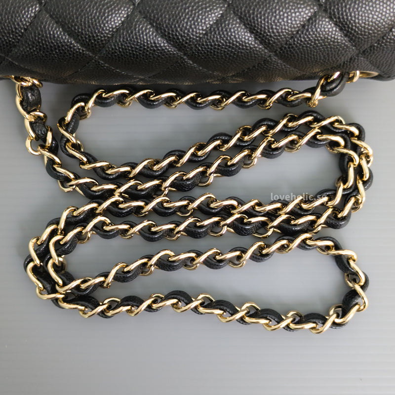 Chanel Classic Flap Mini Square | 17B Black Caviar Gold Hardware-details