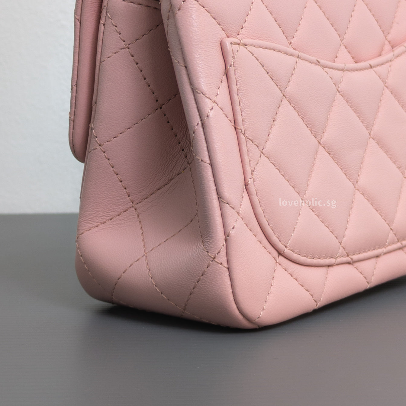 Chanel Camillia Crush Mini Square | 23P Light Pink  Calfskin Light Gold Hardware-details