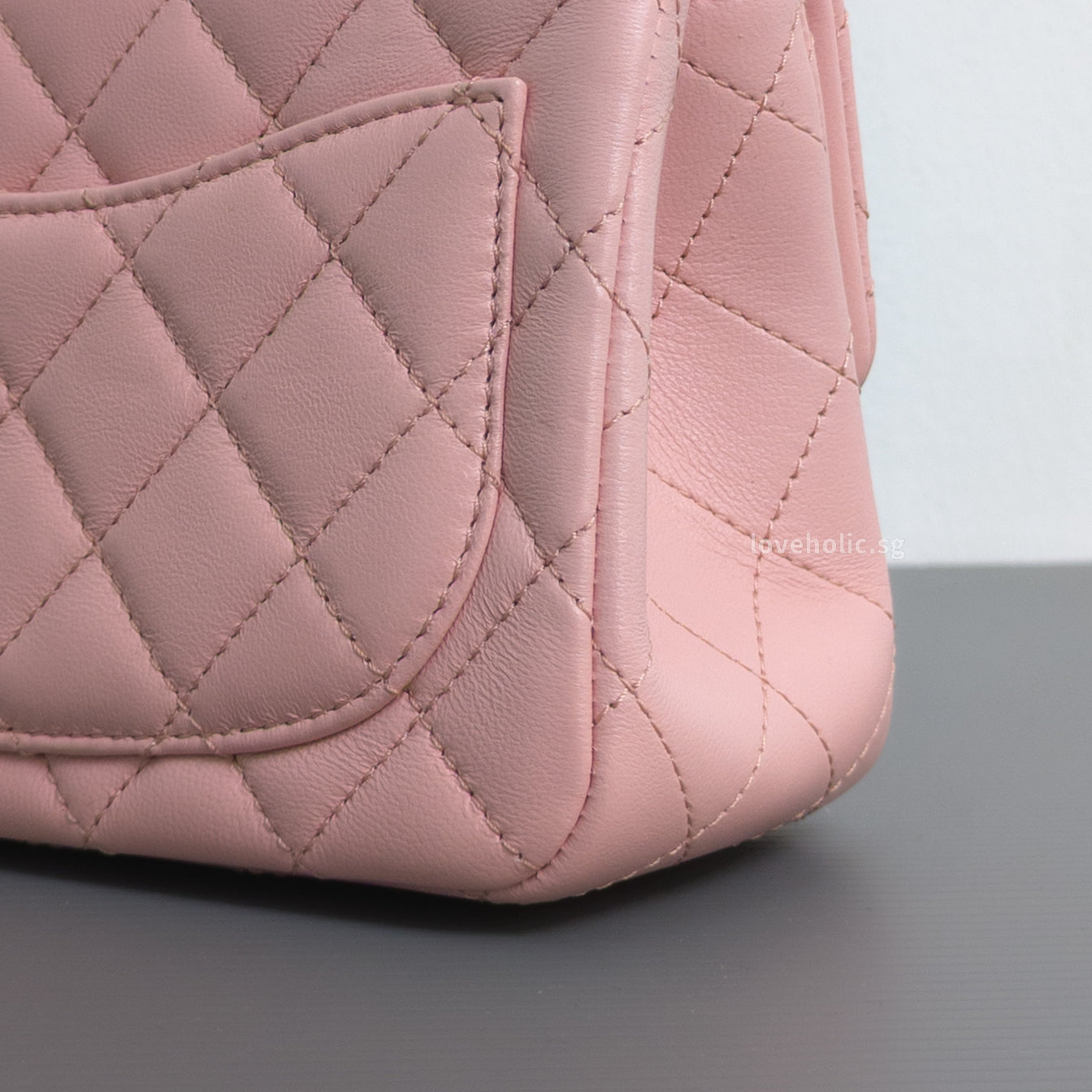 Chanel Camillia Crush Mini Square | 23P Light Pink  Calfskin Light Gold Hardware-details