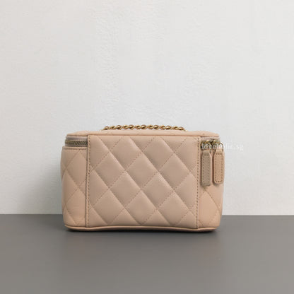 Vanity Bag with Chain Beige Caviar Light Gold Hardware