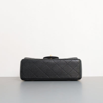 Chanel Mini Rectangle 17B Black Caviar Light Gold Hardware-details