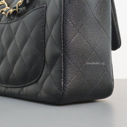 Chanel Mini Rectangle 17B Black Caviar Light Gold Hardware-details