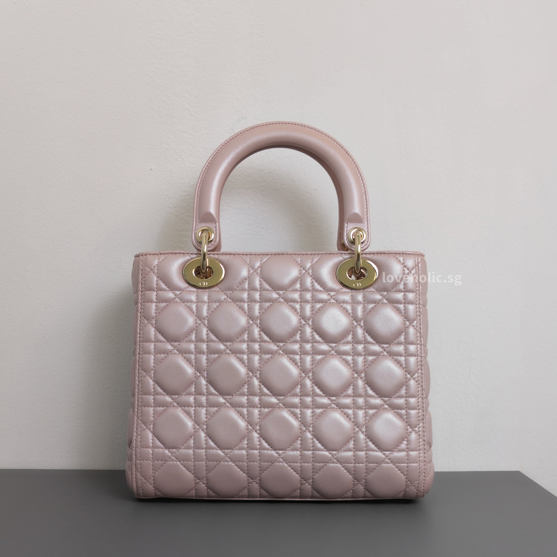 Dior Lady Dior Medium | Pearlescent Lotus Pink Lambskin Light Gold Hardware-back