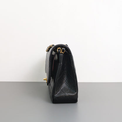 Chanel Classic Flap Medium | Black Caviar Gold Hardware-side