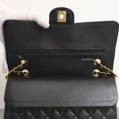 Chanel Classic Flap Medium | Black Caviar Gold Hardware-details