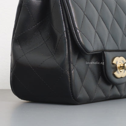Chanel Classic Flap Mini Square | Black Lambskin Light Gold Hardware-details