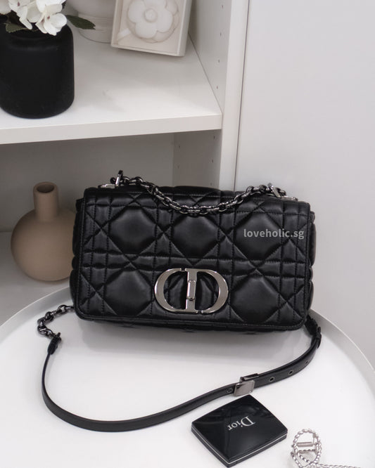 Dior Caro Black Lambskin Black Hardware-front