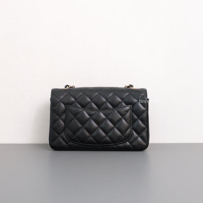 Chanel Mini Rectangle 17C Black Caviar Light Gold Hardware-back