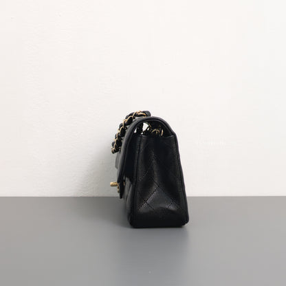 Chanel Mini Rectangle 17C Black Caviar Light Gold Hardware-details