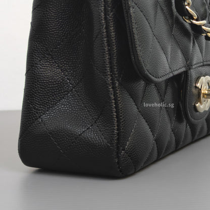 Chanel Mini Rectangle 17C Black Caviar Light Gold Hardware-details