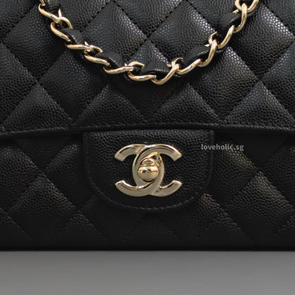 Chanel Mini Rectangle 17C Black Caviar Light Gold Hardware-details