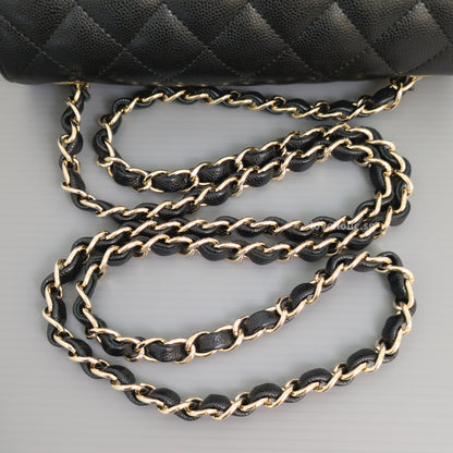 Chanel Mini Rectangle 17C Black Caviar Light Gold Hardware-details