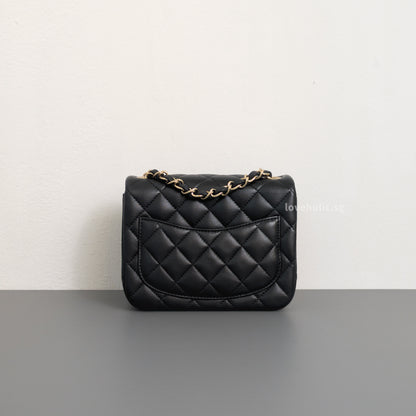Chanel Classic Flap Mini Square  | Black  Lambskin Light Gold Hardware-back