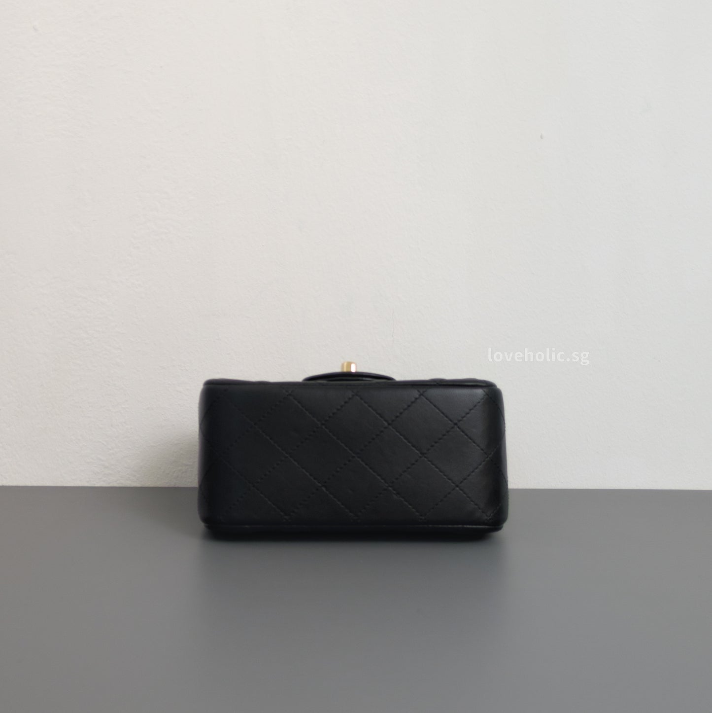 Chanel Classic Flap Mini Square  | Black  Lambskin Light Gold Hardware-details