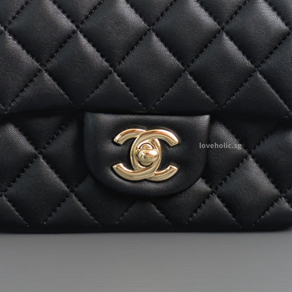Chanel Classic Flap Mini Square  | Black  Lambskin Light Gold Hardware-details