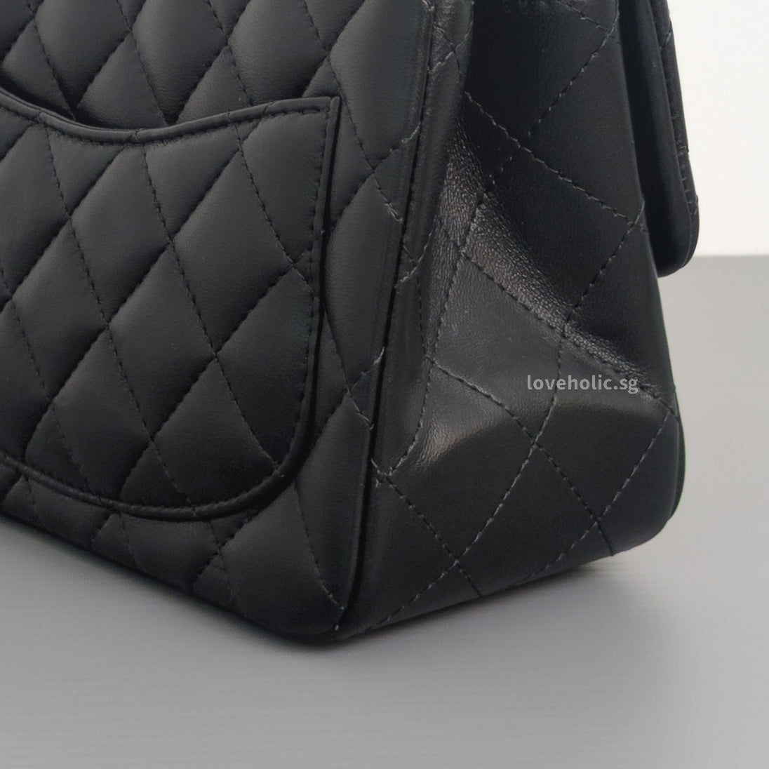 Chanel Classic Flap Mini Square  | Black  Lambskin Light Gold Hardware-details
