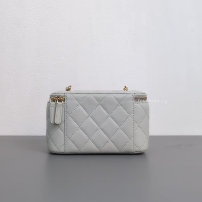 Chanel Pearl Crush Vanity Bag on Chain 23C Light Grey Lambskin Brushed Gold Hardware-back