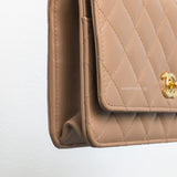 Chanel Top Handle Wallet On Chain 23B Dark Beige  Lambskin Gold Hardware-details
