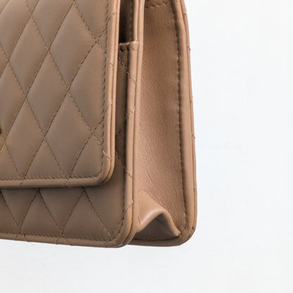 Chanel Top Handle Wallet On Chain 23B Dark Beige  Lambskin Gold Hardware-details