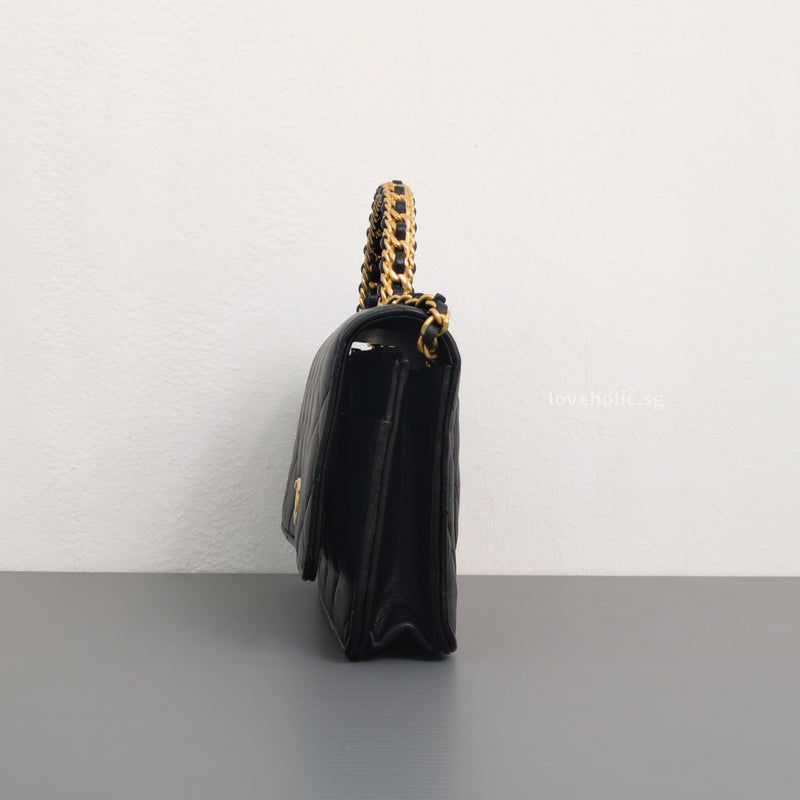 Chanel Top Handle Wallet On Chain 22K Black Lambskin Gold Hardware-details