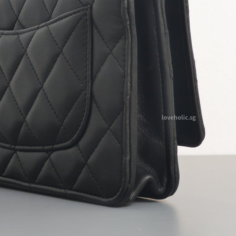 Chanel Top Handle Wallet On Chain 22K Black Lambskin Gold Hardware-details