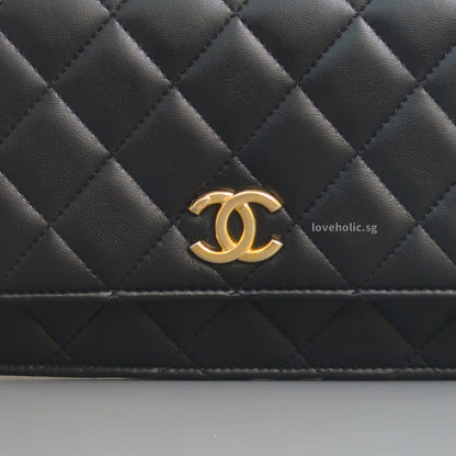 Chanel Top Handle Wallet On Chain 22K Black Lambskin Gold Hardware-details