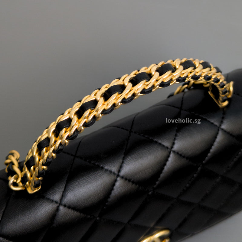 Chanel Top Handle Wallet On Chain 22K Black Lambskin Gold Hardware-details