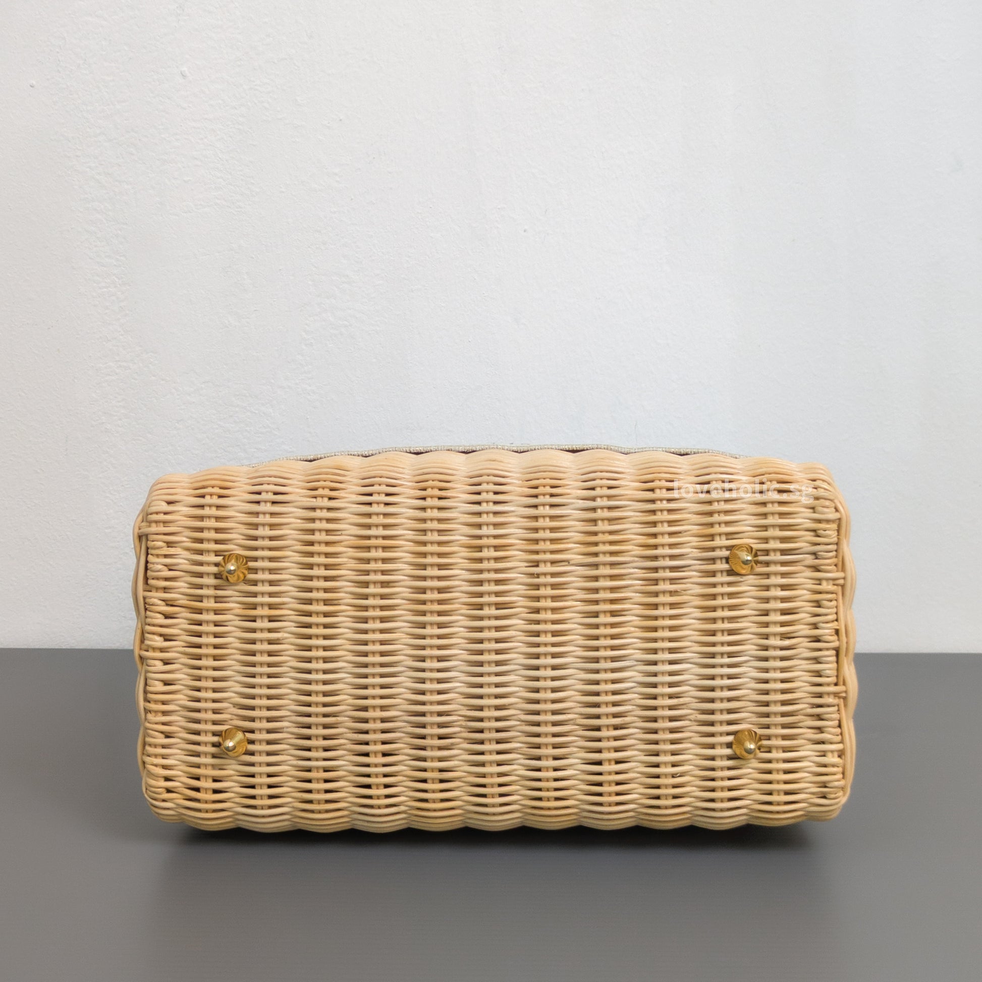 Dior Lady Dior Medium | Beige Oblique Natural Wicker Brushed Gold Hardware-details