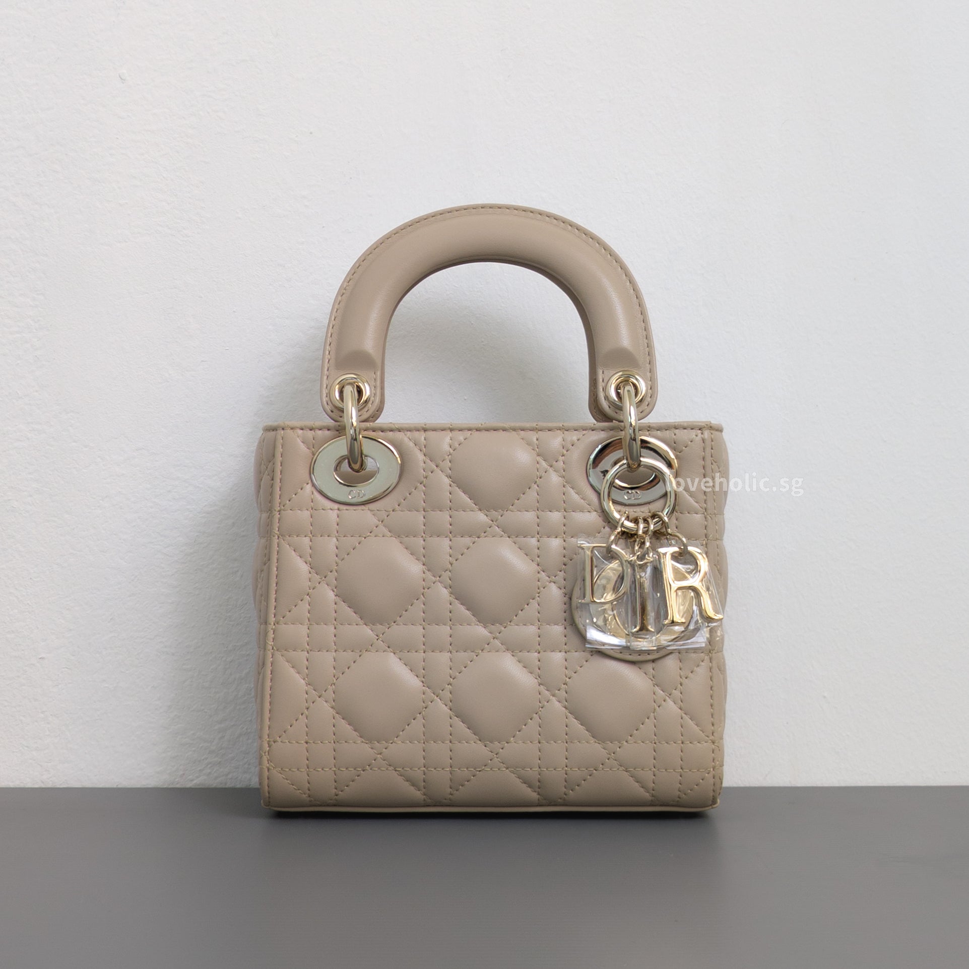 Dior Lady Dior Mini | Powder Beige Lambskin Light Gold Hardware-front1