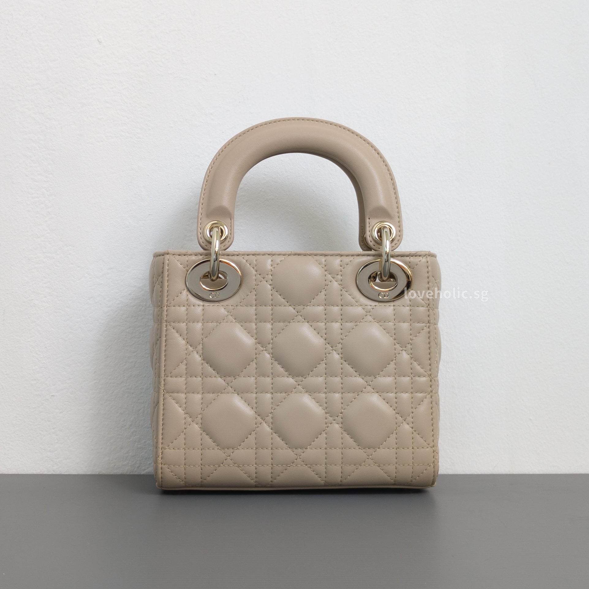 Dior Lady Dior Mini | Powder Beige Lambskin Light Gold Hardware-back